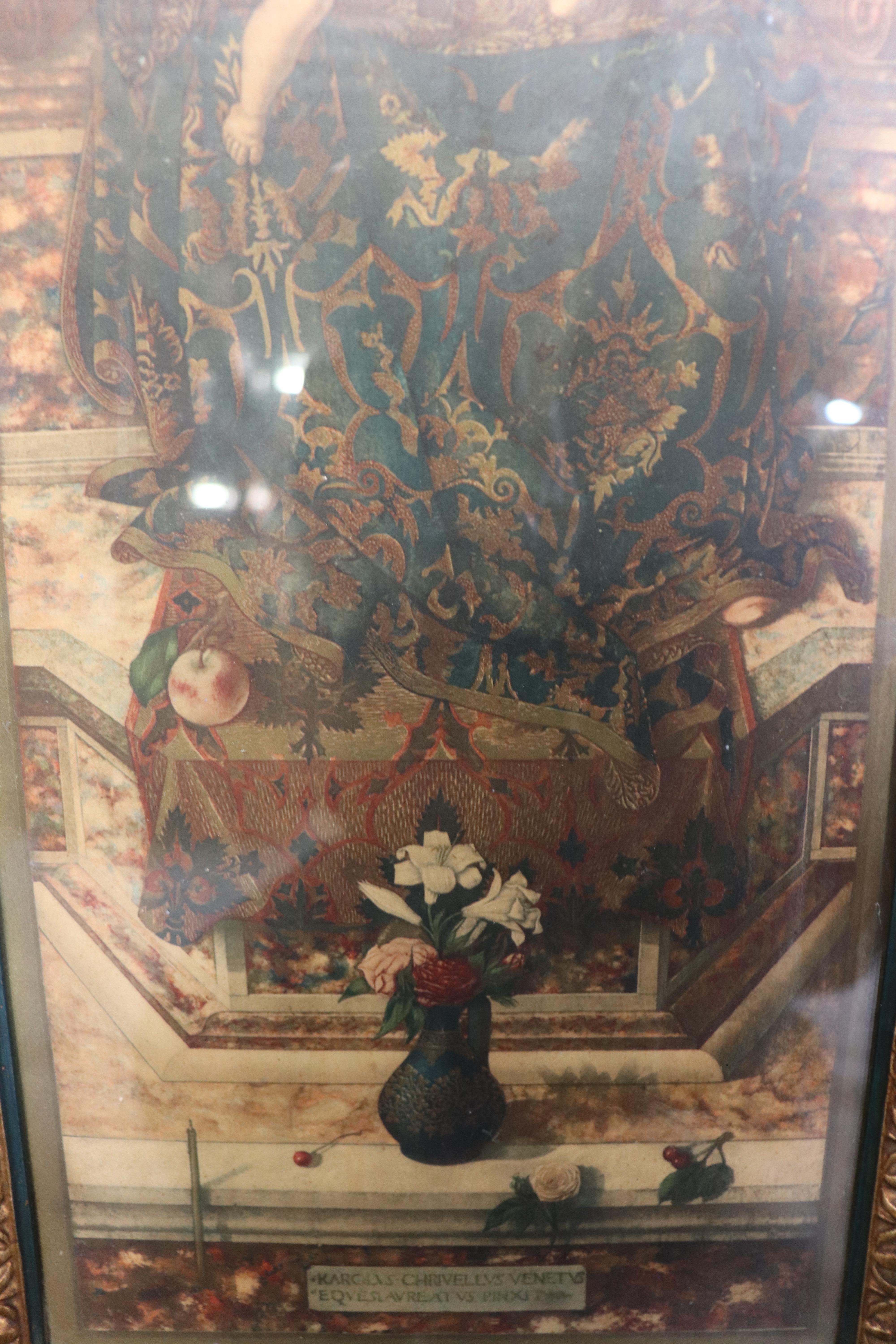 Madonna Della Candeletta von Carlo Crivelli Lithographie, geschnitzter polychromierter Rahmen im Angebot 8