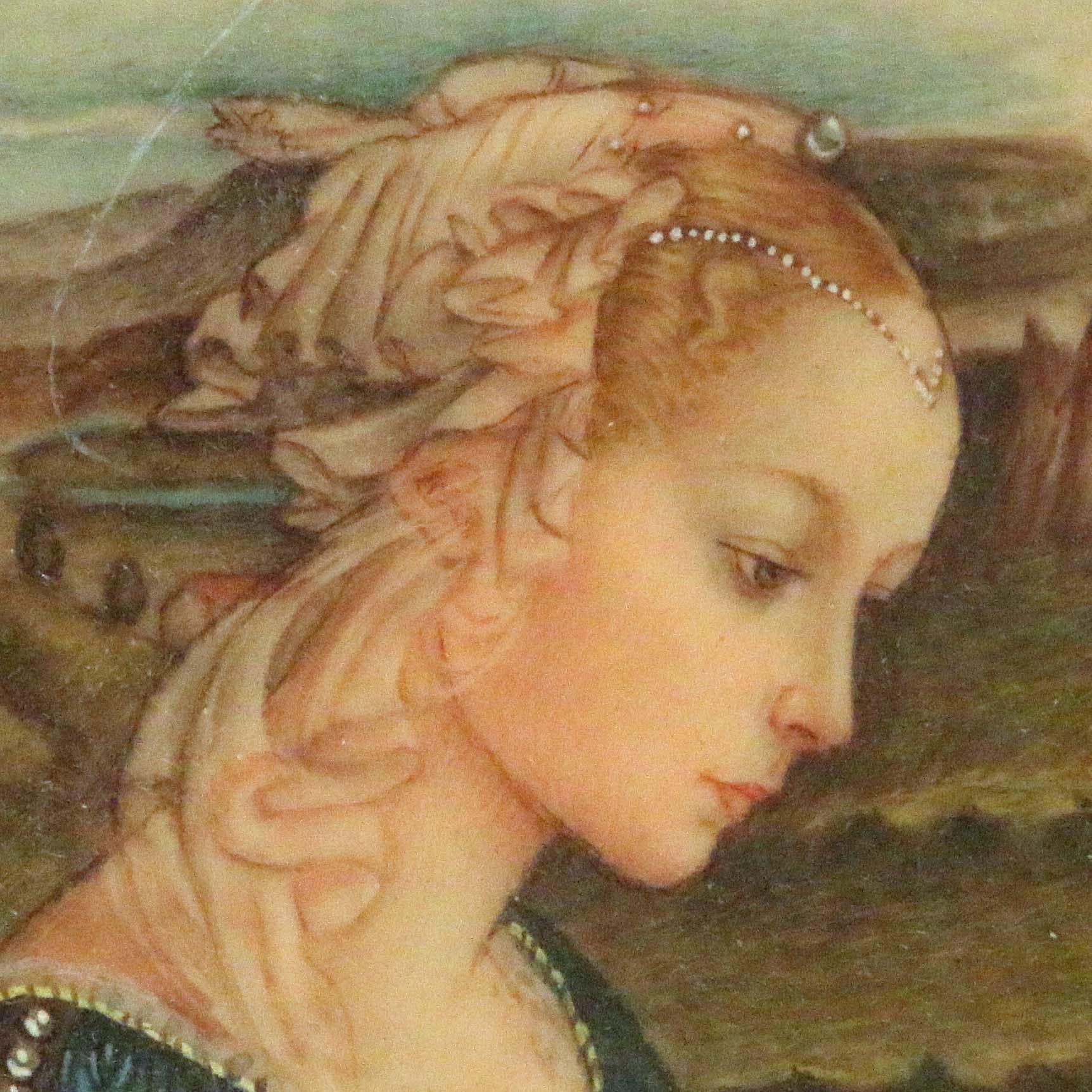Hand-Painted Madonna Delle Roccie A Grand Tour Souvenir