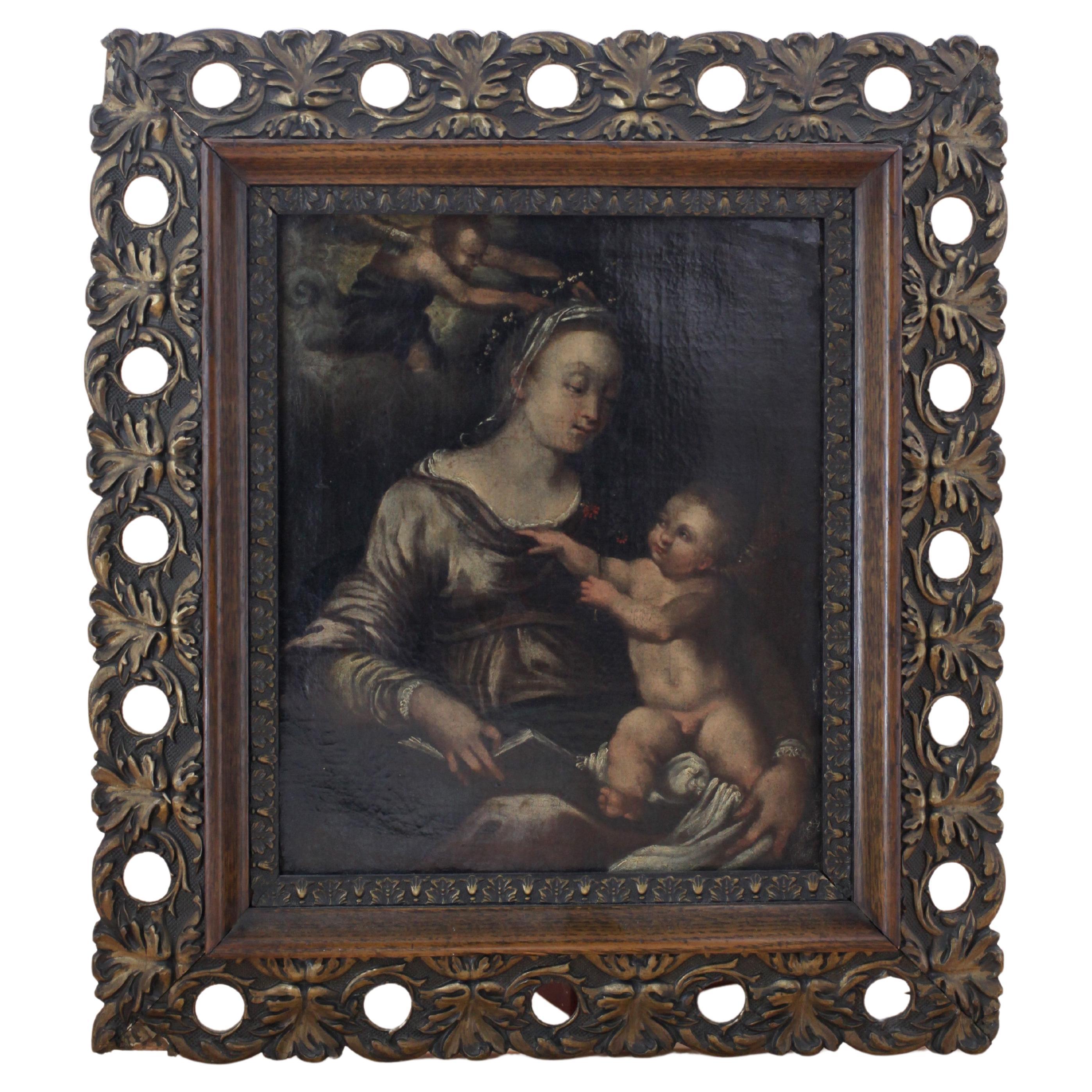 Madonna e Bambino von Carlo Garofalo (tätig in Mardrid und Neapel 1692-1705)  im Angebot