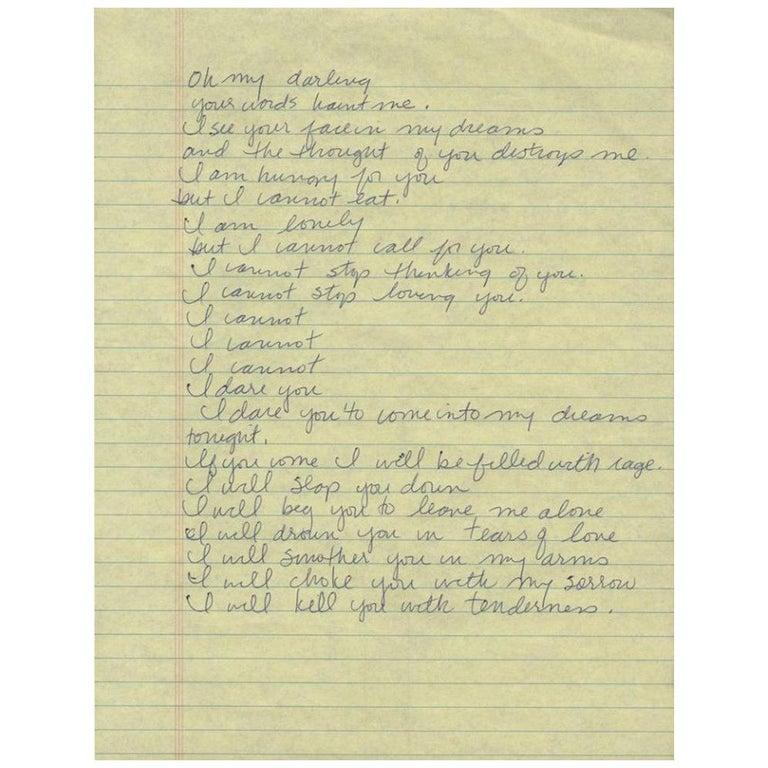Madonna Original Handwritten Song Lyrics on Paper In Good Condition For Sale In Jersey, GB