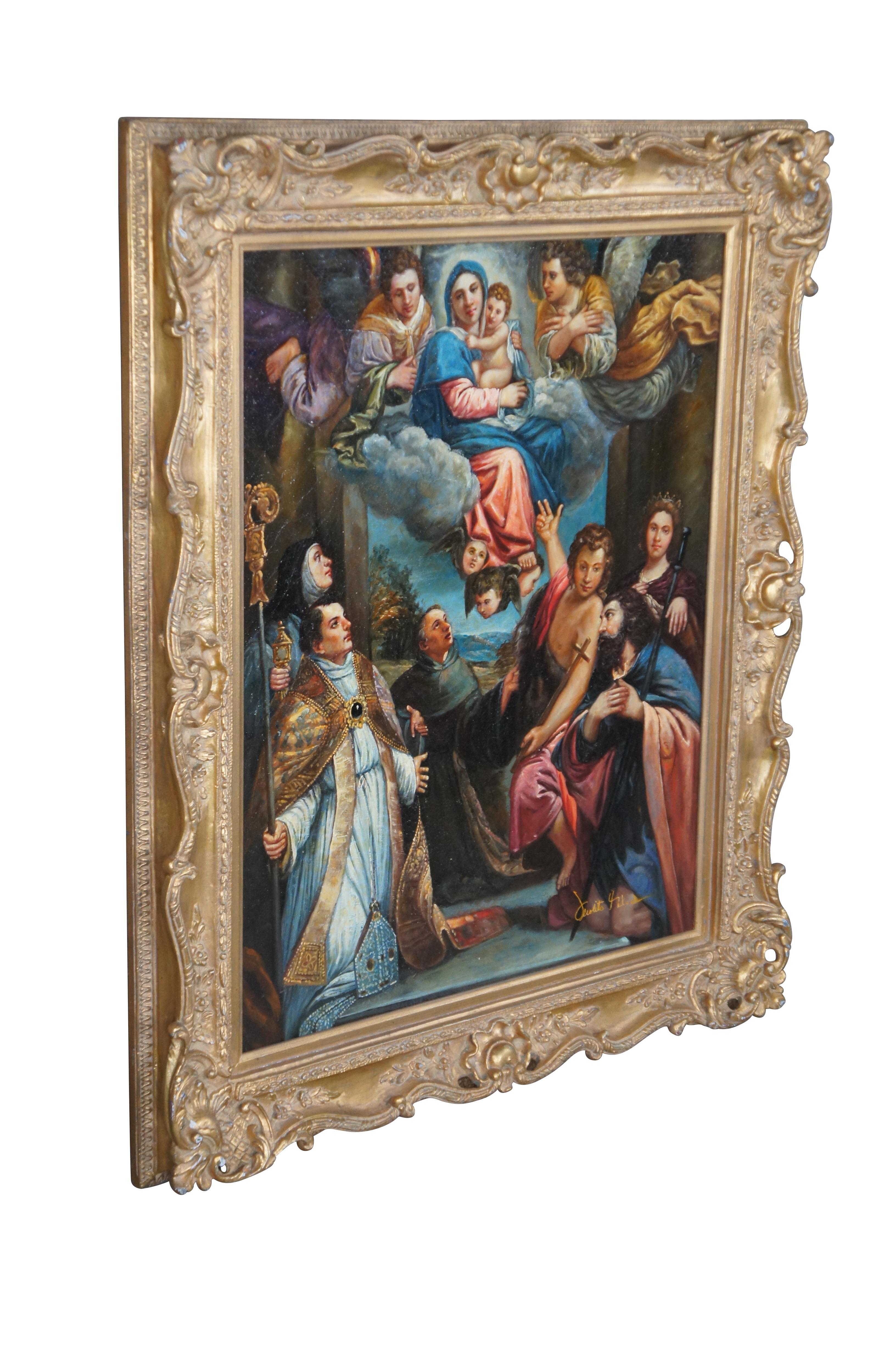Madonna in Glory with Saints Contemporary School After Annibale Carracci Framed In Good Condition In Dayton, OH