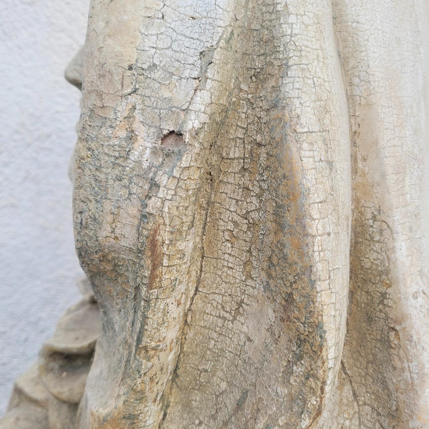 Madonna in Wood laccato H160cm, periodo XVII secolo in vendita 7
