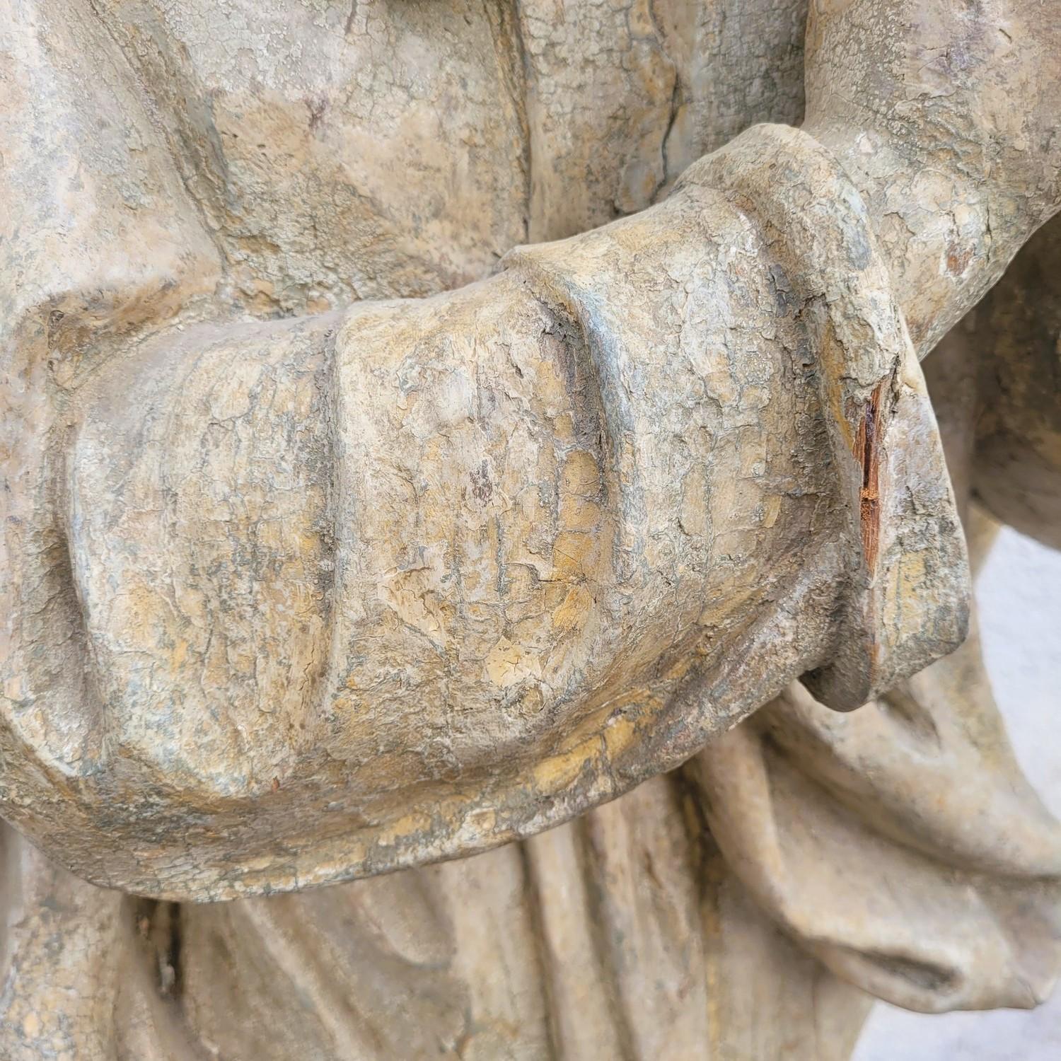 Madonna in Wood laccato H160cm, periodo XVII secolo In condizioni buone in vendita a MARSEILLE, FR