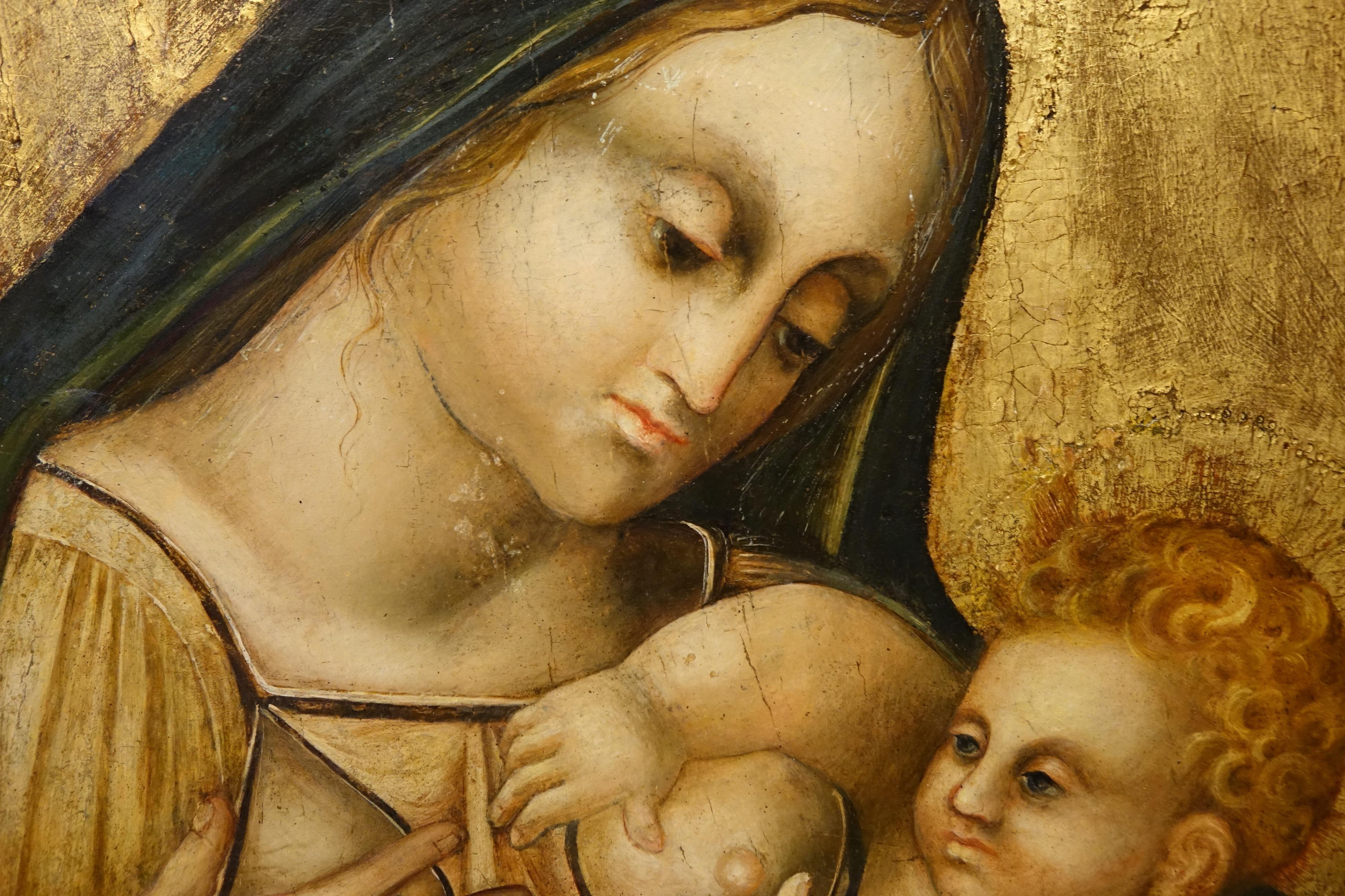 Fino al XVIII secolo Madonna Lactans , Sfondo d'oro , Quattrocento Attribuito a Sano di Pietro in vendita