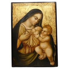 Antique Madonna Lactans , Gold Background , Quattrocento Attributed to Sano di Pietro