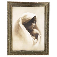 "Madonna Mother Child" Framed Lithograph Print by WH Partridge, Circa 1900