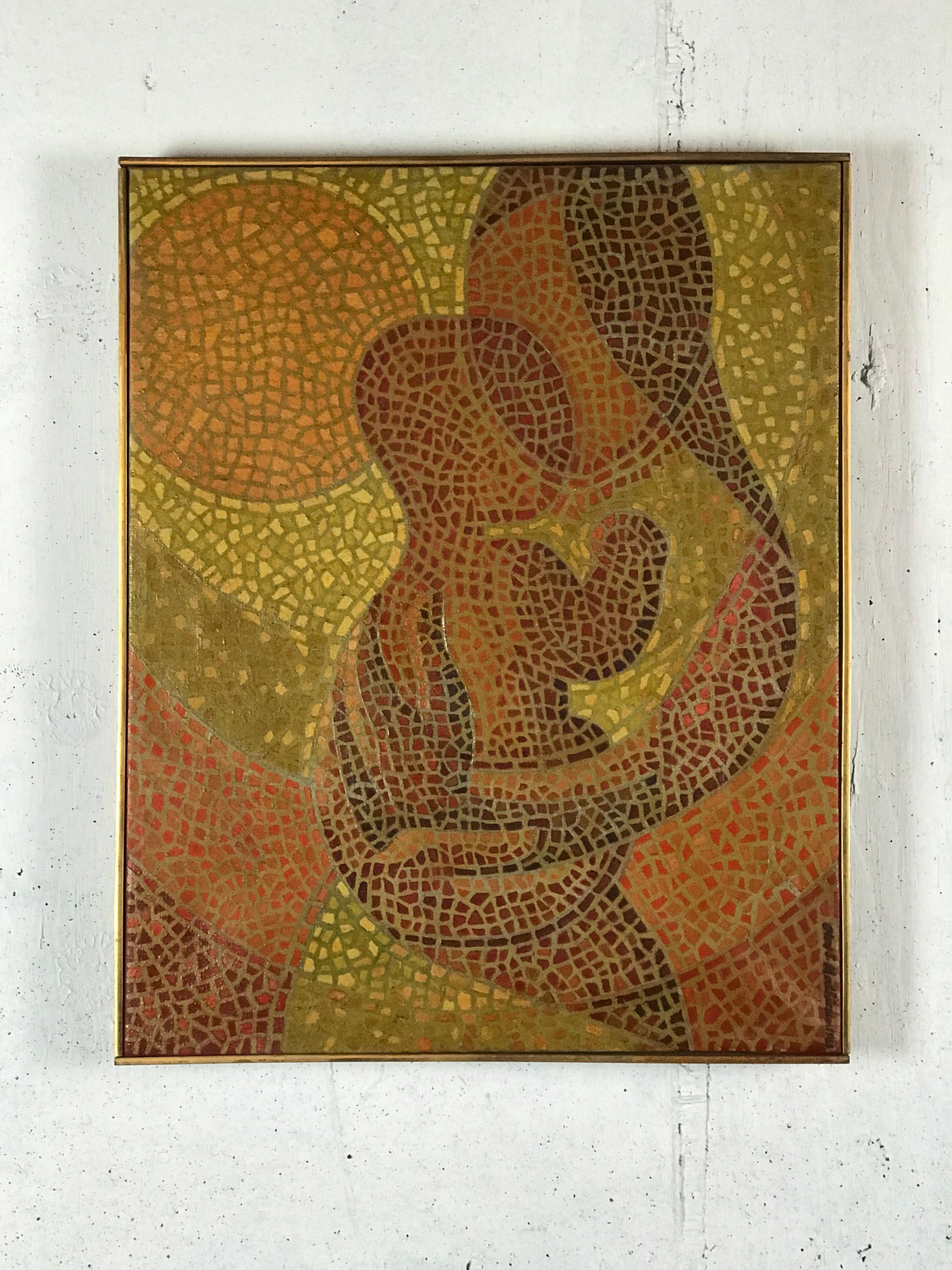 Madonna Mother & Child Mosaic Painting by Olav Mathiesen, Oil on Canvas, 1963 10