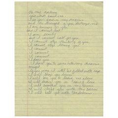 Retro Madonna Original Handwritten Song Lyrics on Paper