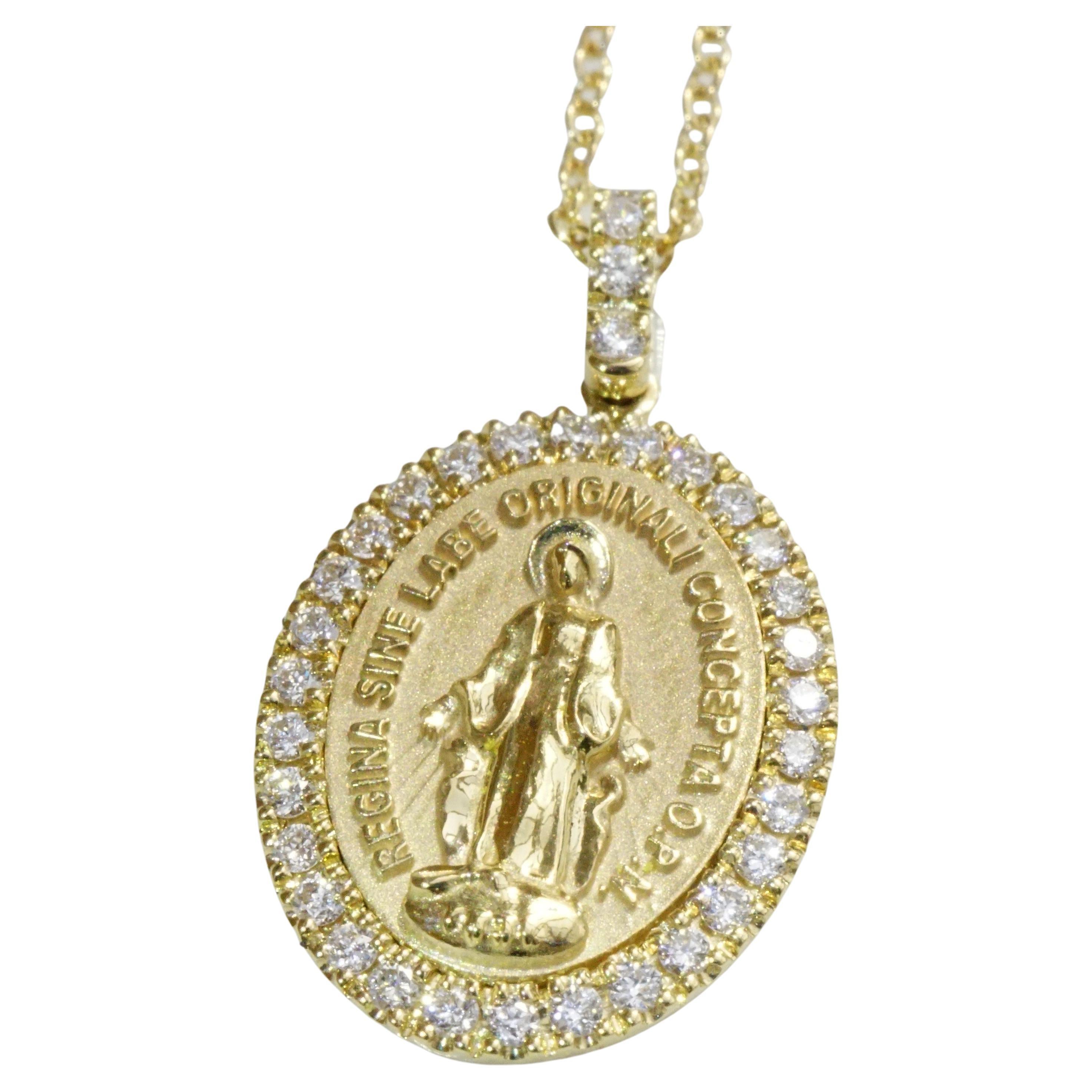 Brilliant Madonna Pendant with Chain 0.17ct TW VS Italy High End Work Soo Pretty