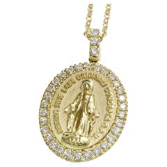 Brillanter Madonna-Anhänger mit Kette 0,17ct TW VS Italien High End Work Soo Pretty