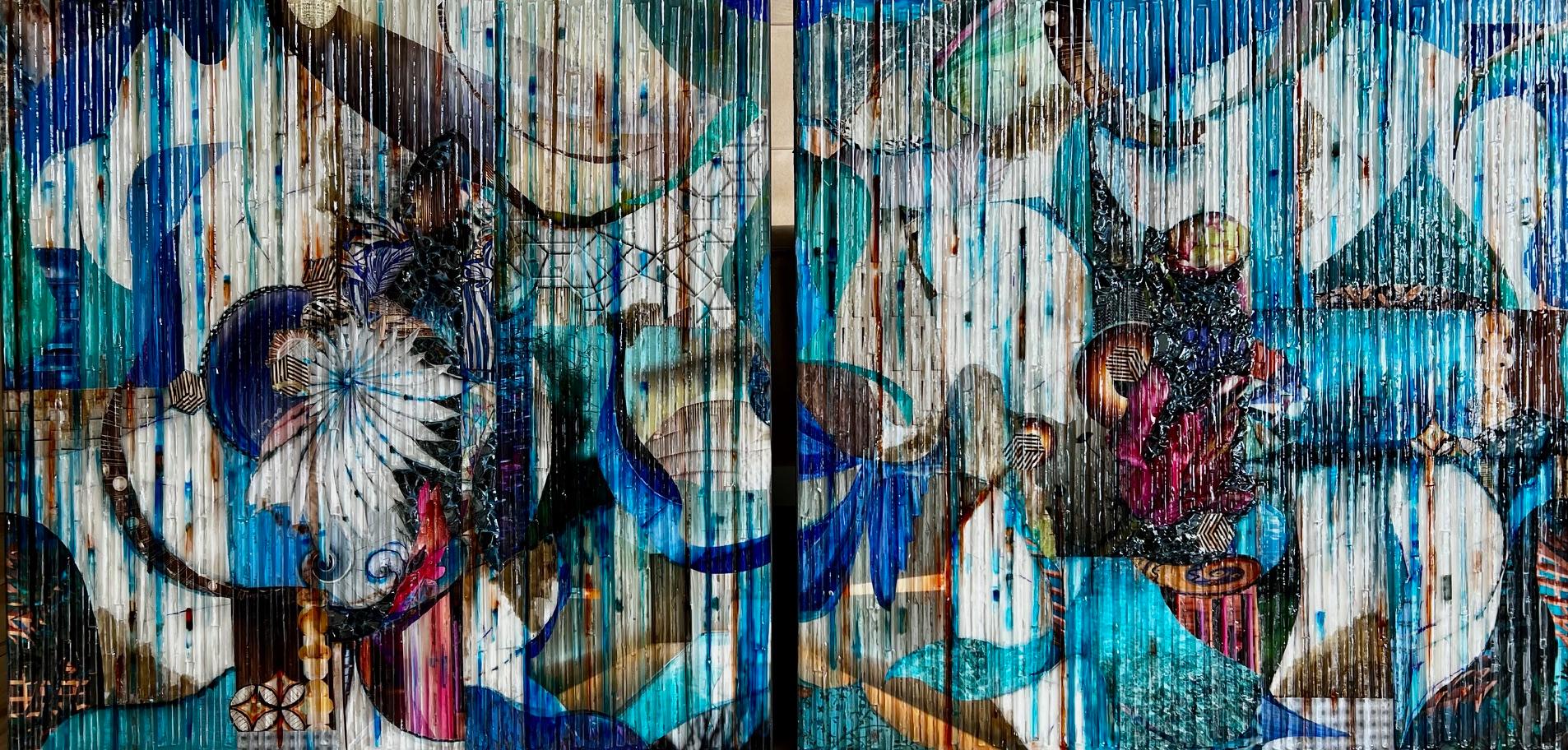 Emerge (Serie Blue Ridge), Díptico - Mixed Media Art de Madonna Phillips