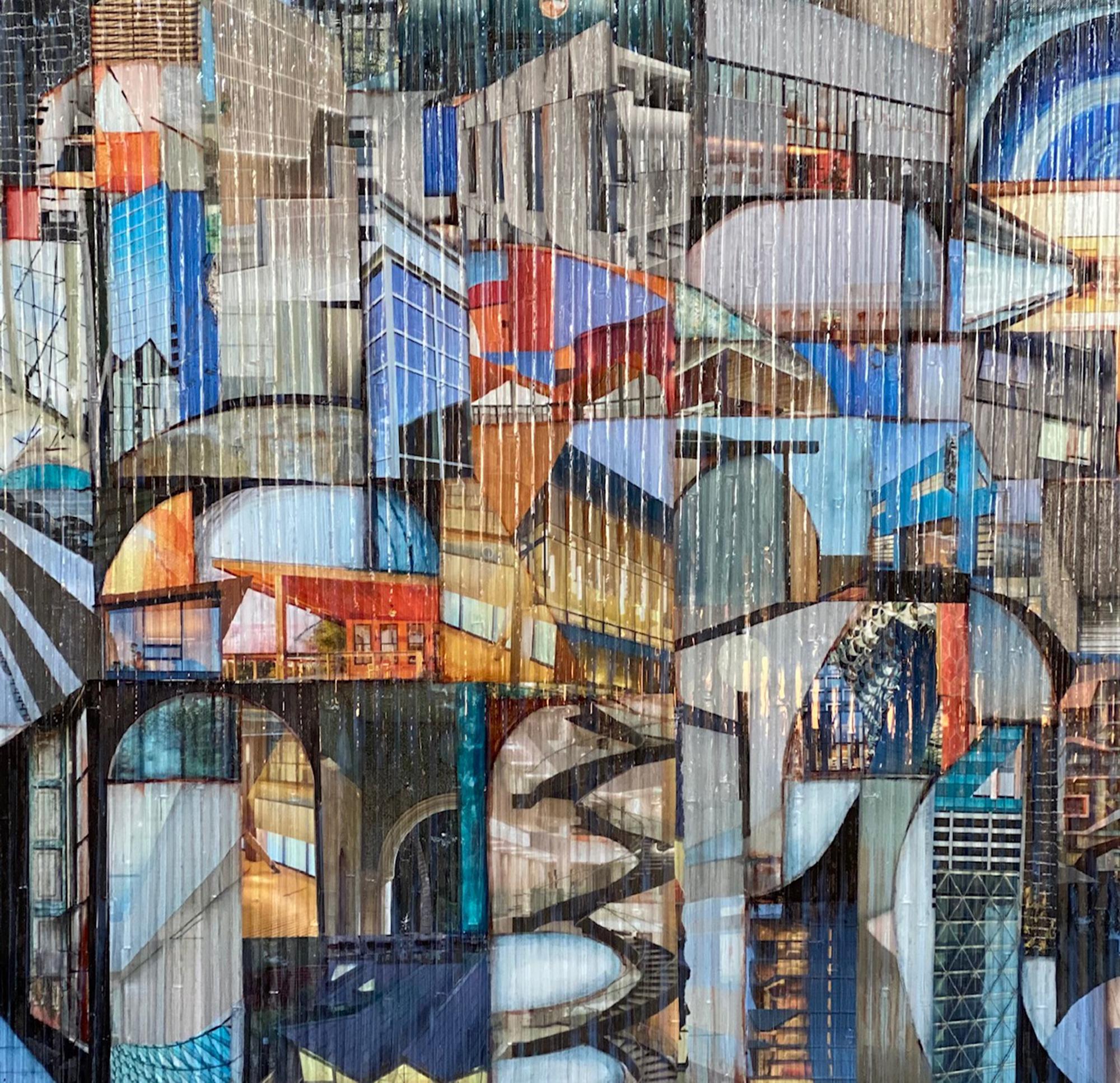 'Sinuous' Quadriptych Abstract Architectural Painting - Contemporary Mixed Media Art by Madonna Phillips