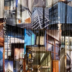 „Breakthrough II“, Abstraktes Gemälde in Mischtechnik, Glas, Farbe, Collage auf Holz