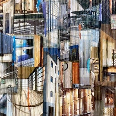 „Breakthrough III“, Abstraktes Gemälde in Mischtechnik, Glas, Farbe, Collage auf Holz