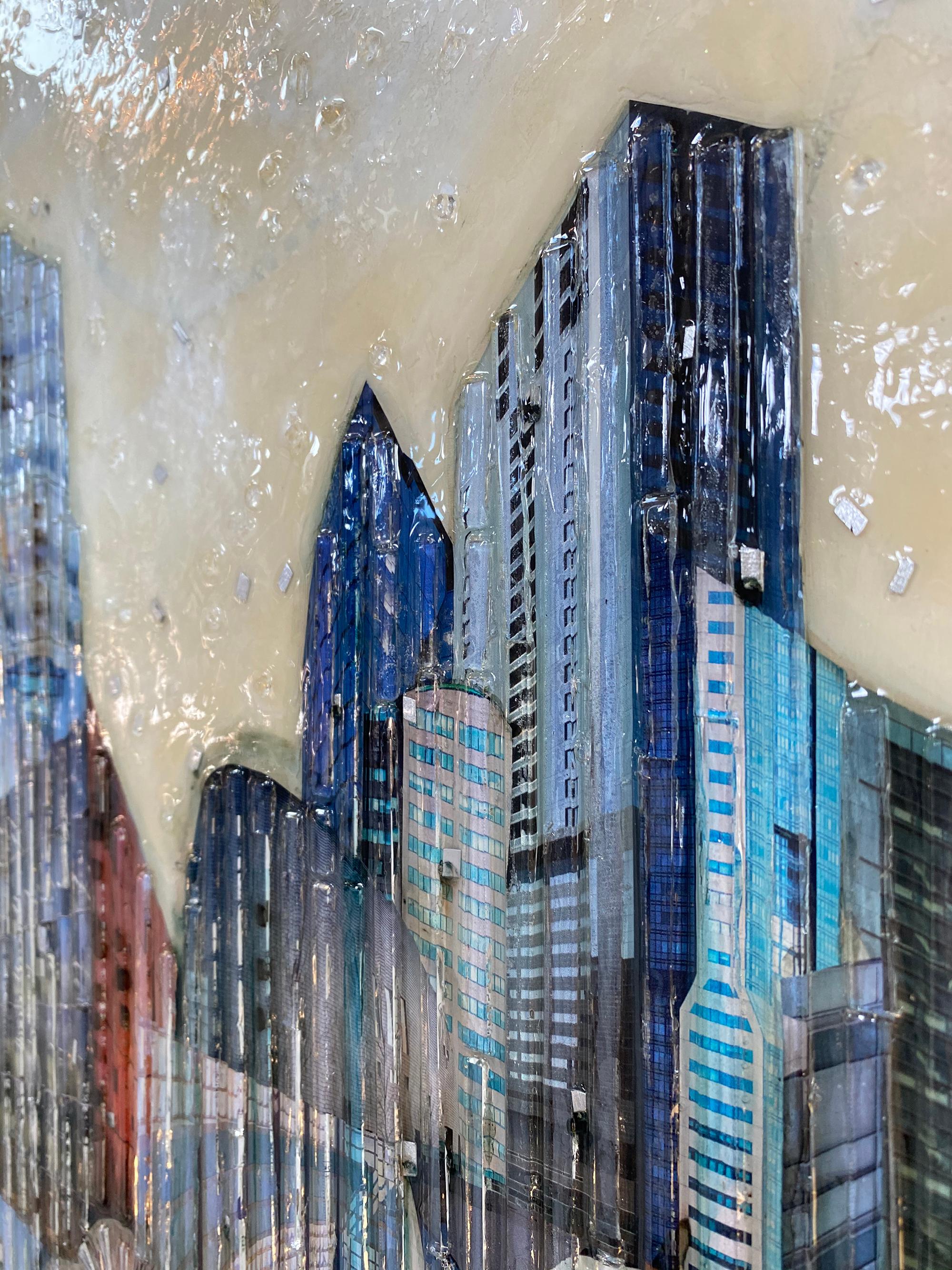 'Rim City', Mixed Media, Abstract Painting, Glass on Wood Panel, Diptych 4