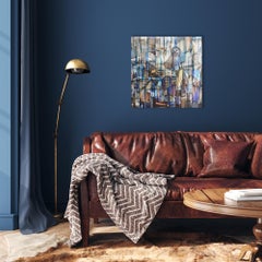 „Swerve II“, Mixed Media, Abstraktes Gemälde, Glas auf Holzplatte