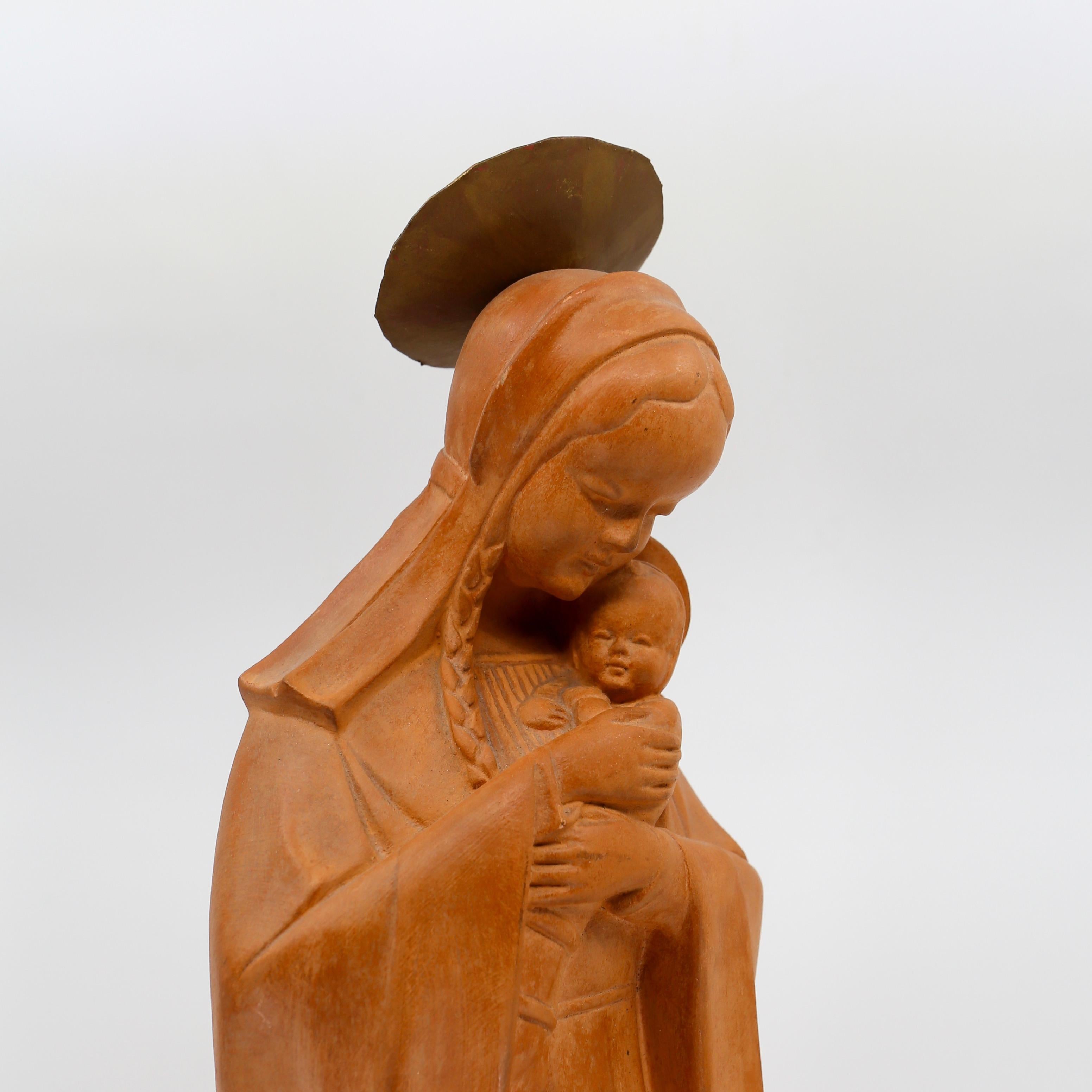 Madonna with Child Terracotta Sculpture For Sale 2