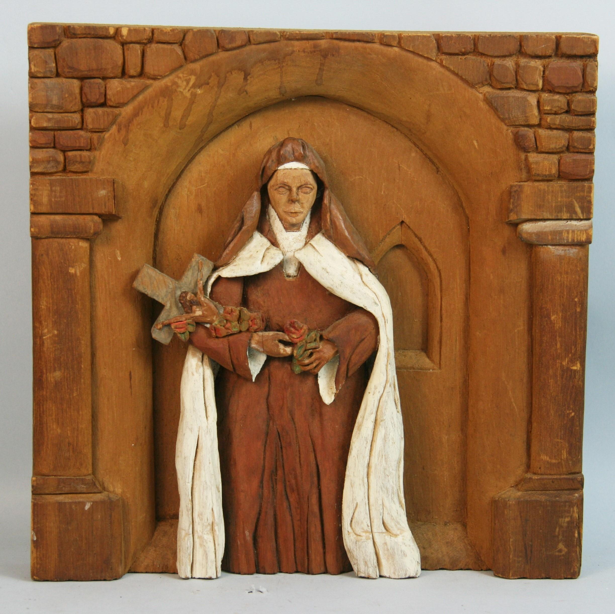 1485 Hand carved and painted Madonna wall sculpture