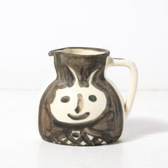 Madoura Pottery Glazed Earthenware Têtes Pitcher signed Pablo Picasso