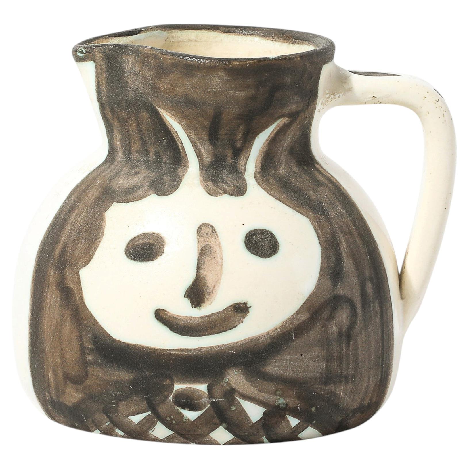 Madoura Pottery Glazed Earthenware Têtes Pitcher signed Pablo Picasso
