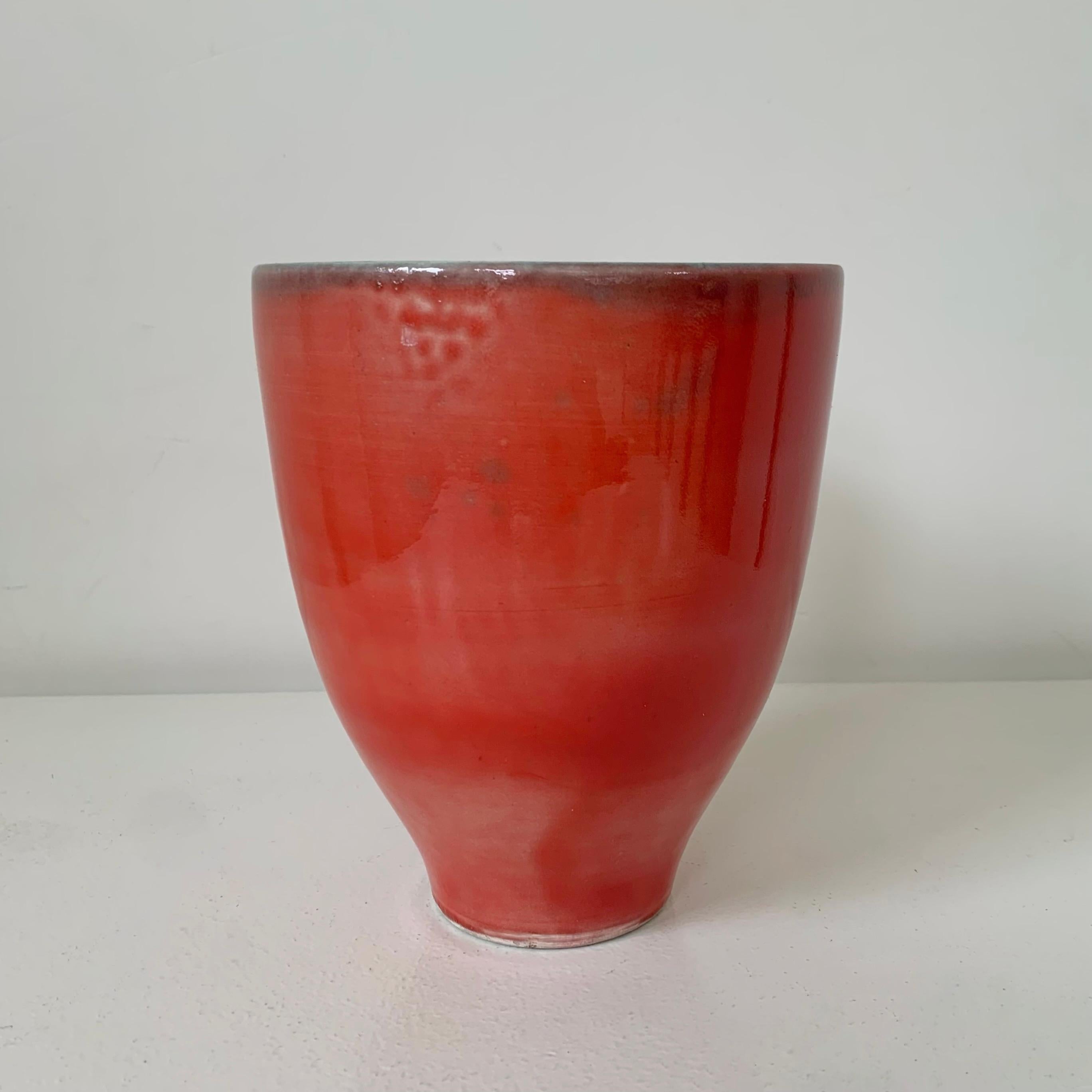 Madoura Red Ceramic Vase, circa 1960, France. (Französisch) im Angebot