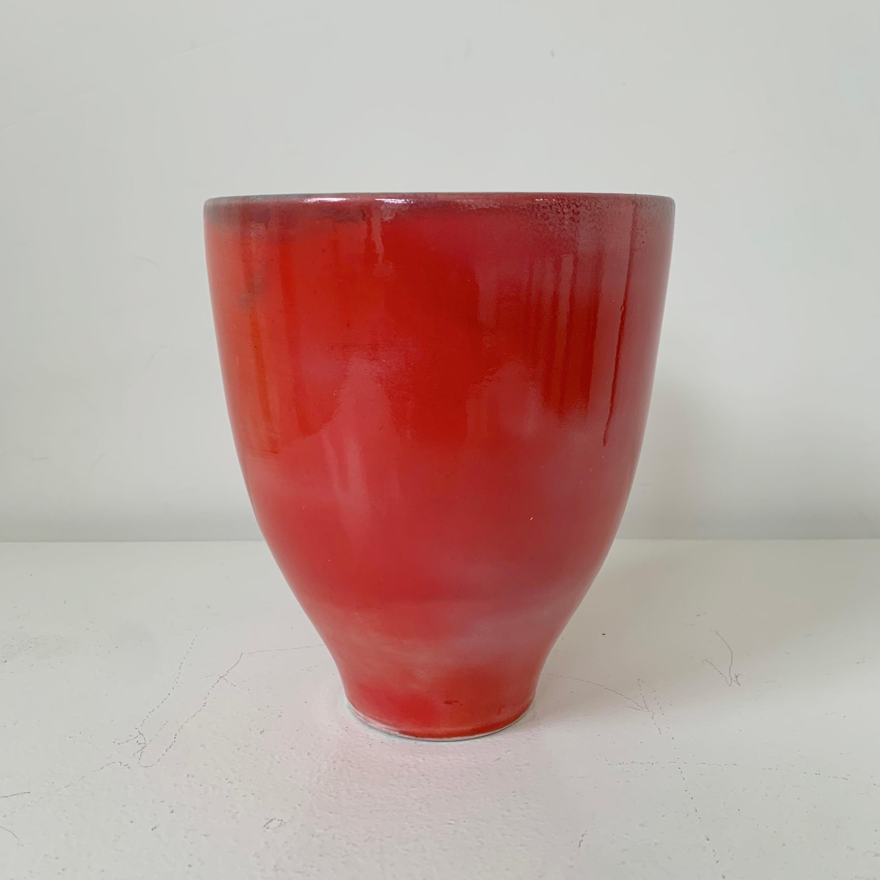 Madoura Red Ceramic Vase, circa 1960, France. im Angebot 1