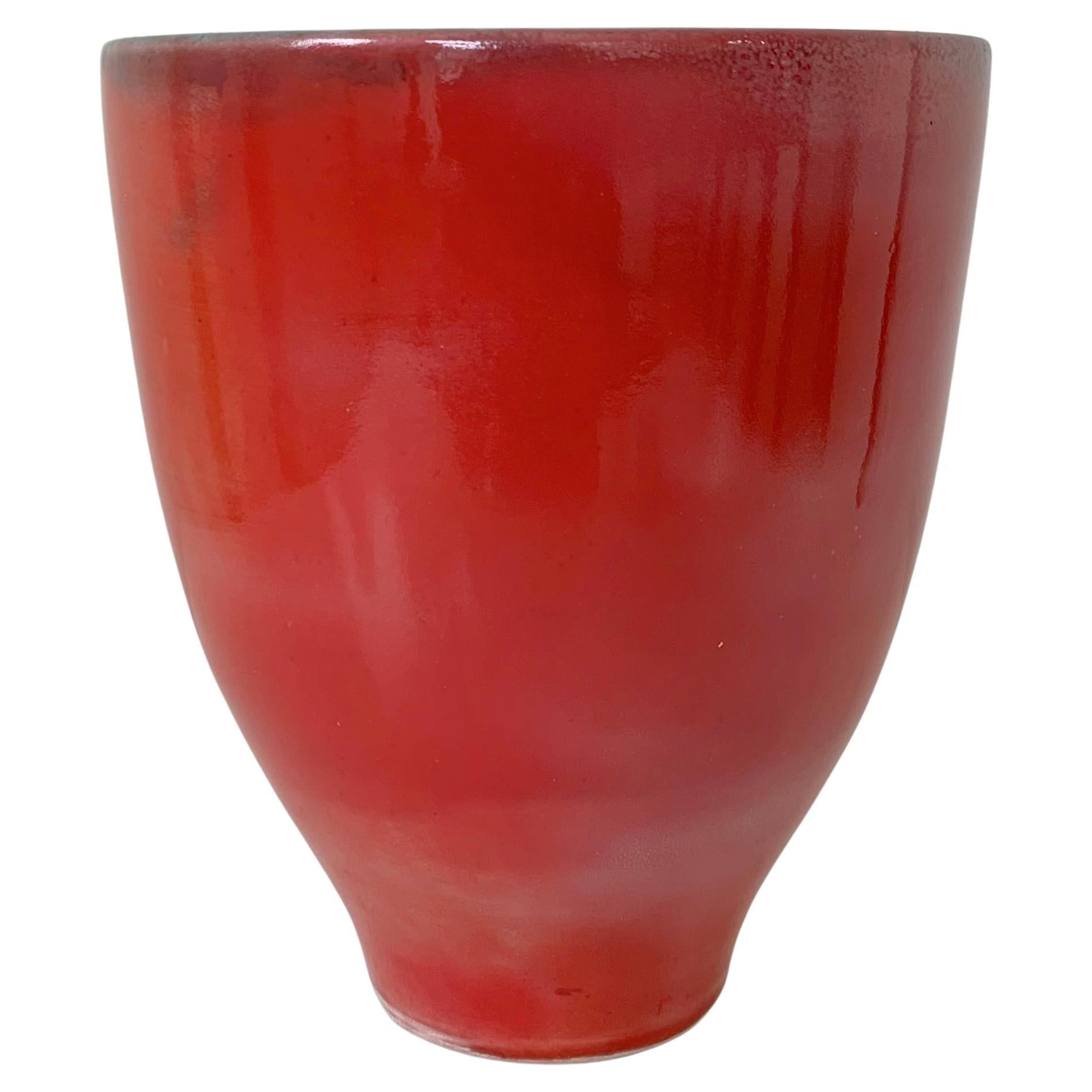 Madoura Red Ceramic Vase, circa 1960, France. im Angebot