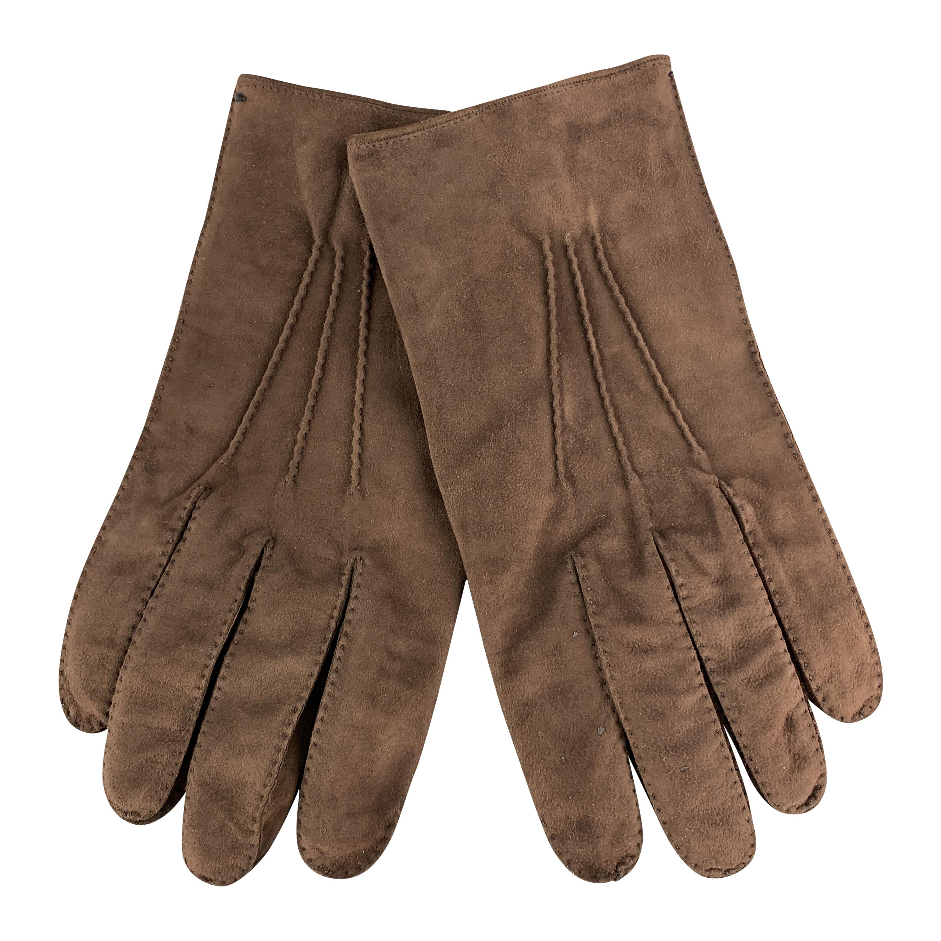 MADOVA Size 9 1/2 Brown Suede Gloves