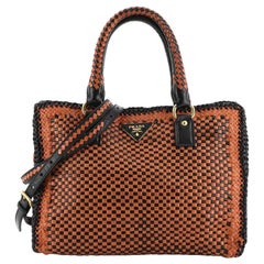 Madras Convertible Open Tote Woven Leather Small