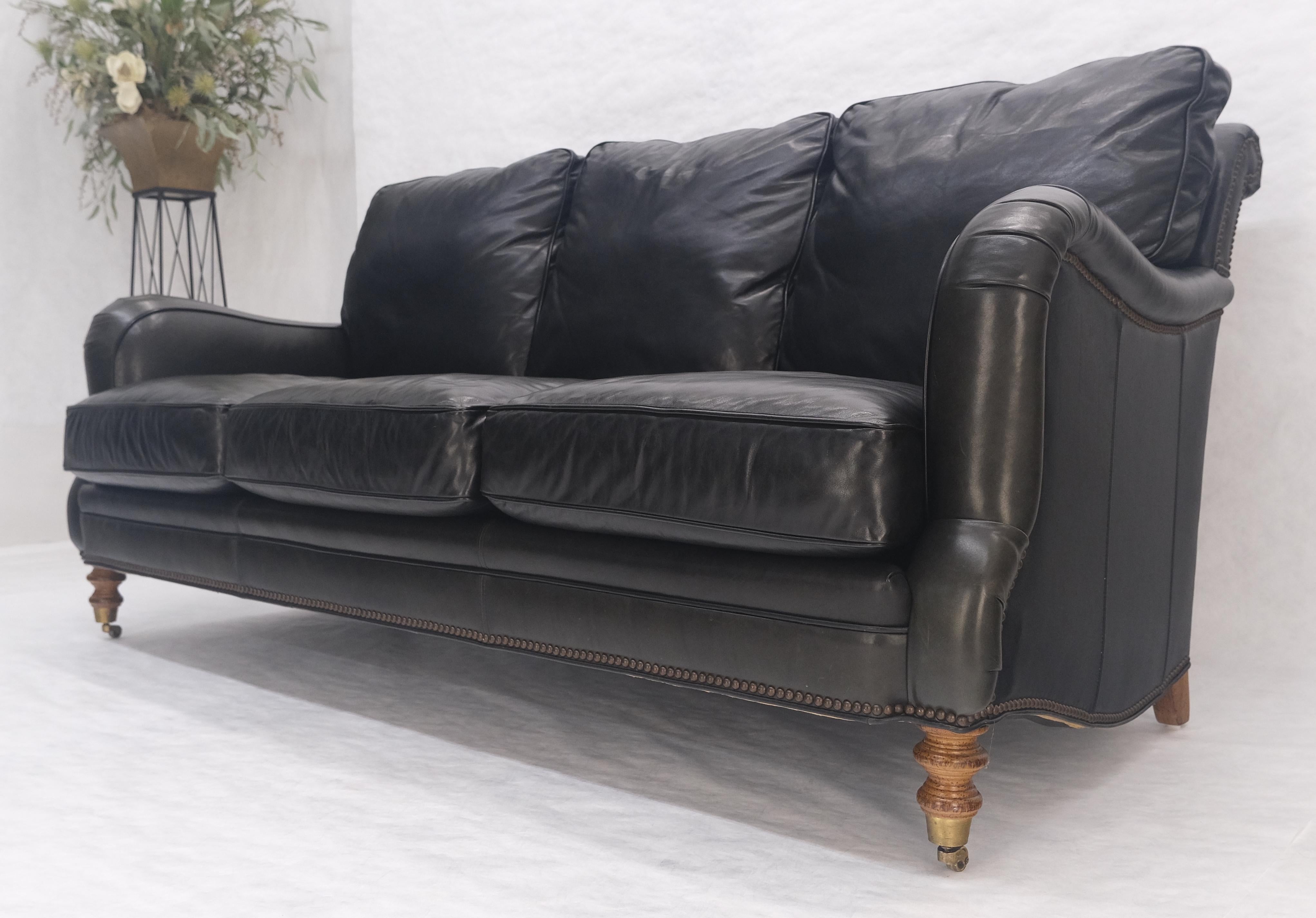 Neo-Regency Divano Madrid Hartwell in pelle nera di Wesley Hall MINT! in vendita