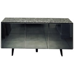 'Madrid' Mother of Pearl Sideboard Table with Grey Mirror Finish Doors