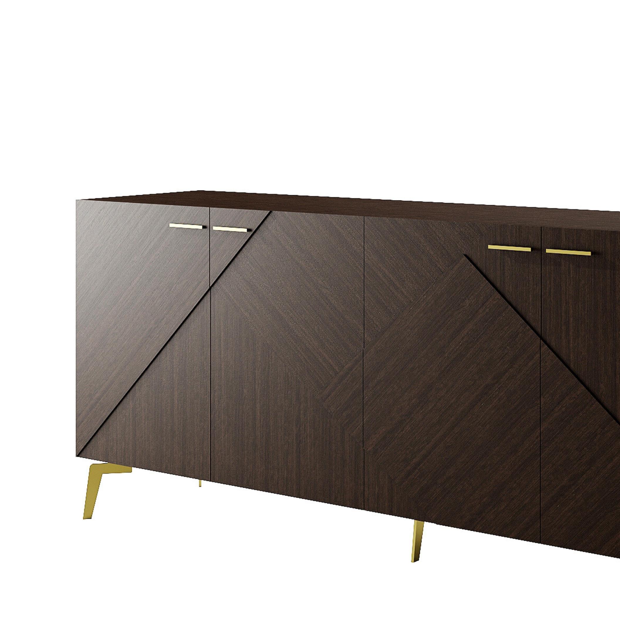 Fait main Madrid Sideboard in Veneered Wood with Metal Base, Modern Luxury Credenza en vente