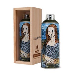 Madsaki Mona Lisa Graffiti Spray Can with Signed Wooden Display Case Street Art 
