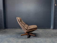 Madsen and Schubell Brown Leather Swivel Chair