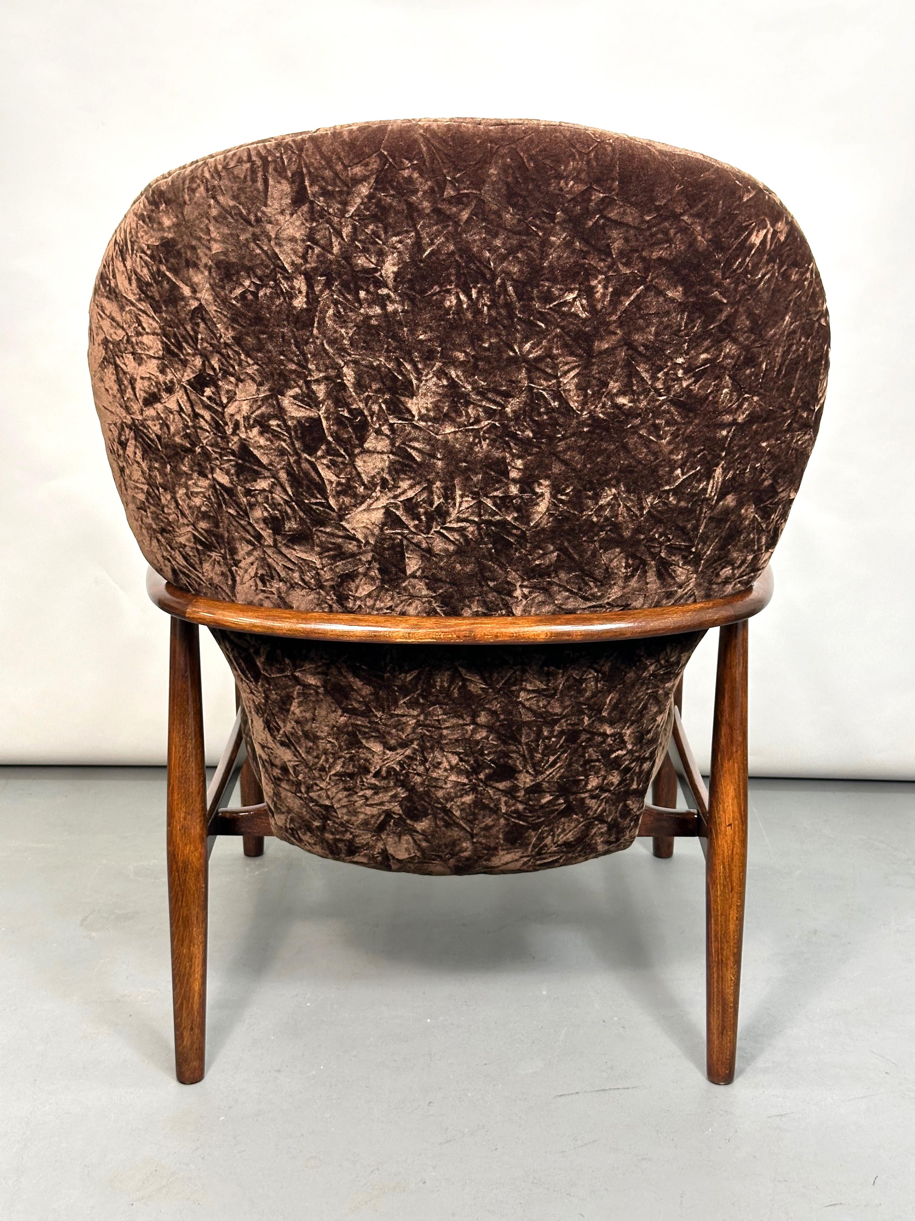 Mid-20th Century Madsen and Schubell Lounge Chair and Ottoman in Walnut, Denmark 1950s For Sale