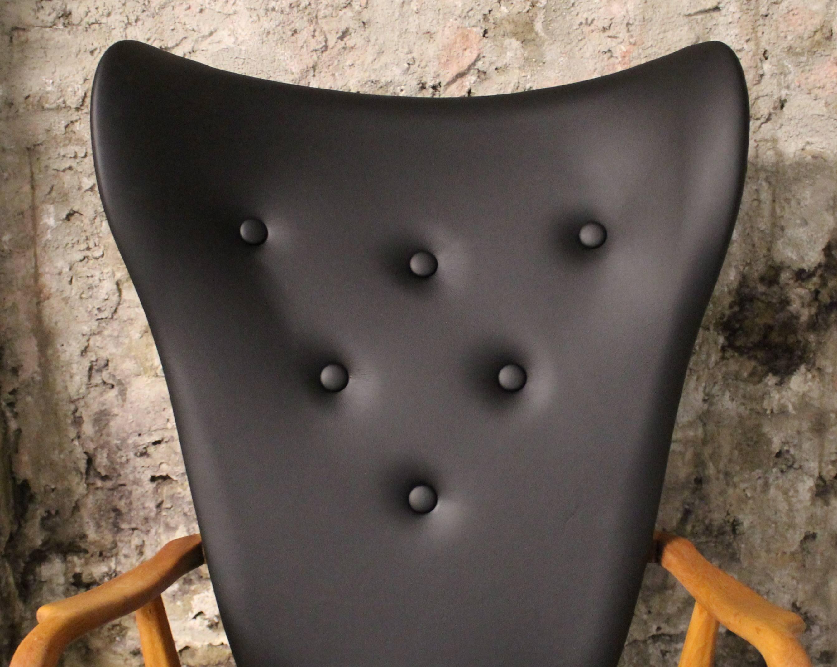 Leather Madsen and Schubell Wingback Lounge Chair for Vik and Blinheim