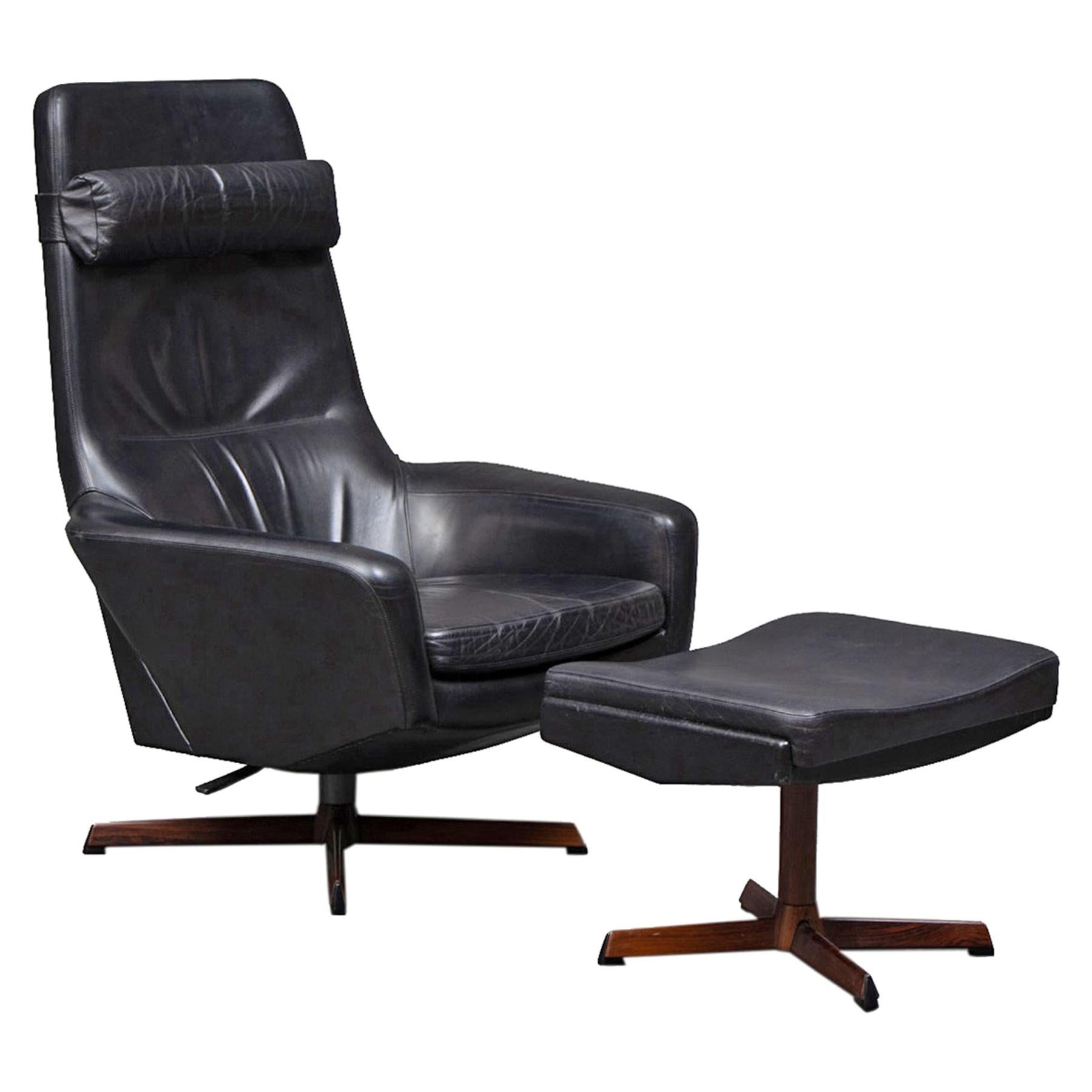 Madsen + Schubel Reclining Swivel Highback Lounge Chair + Ottoman #2