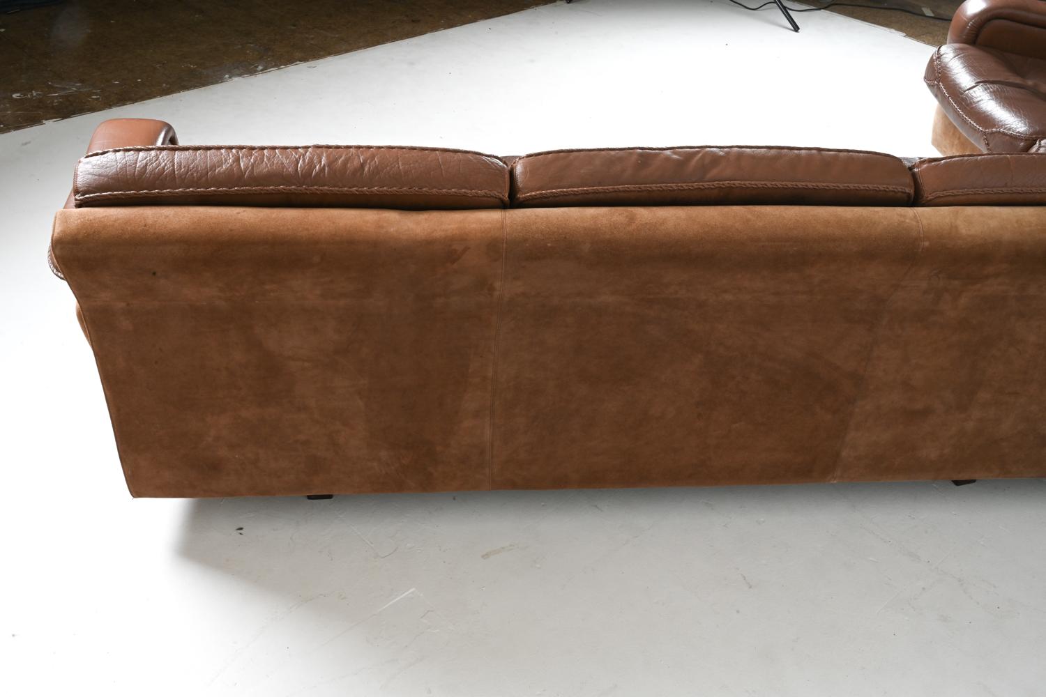 Madsen & Schubell Buffalo Leather & Suede Sectional Corner Sofa For Sale 7