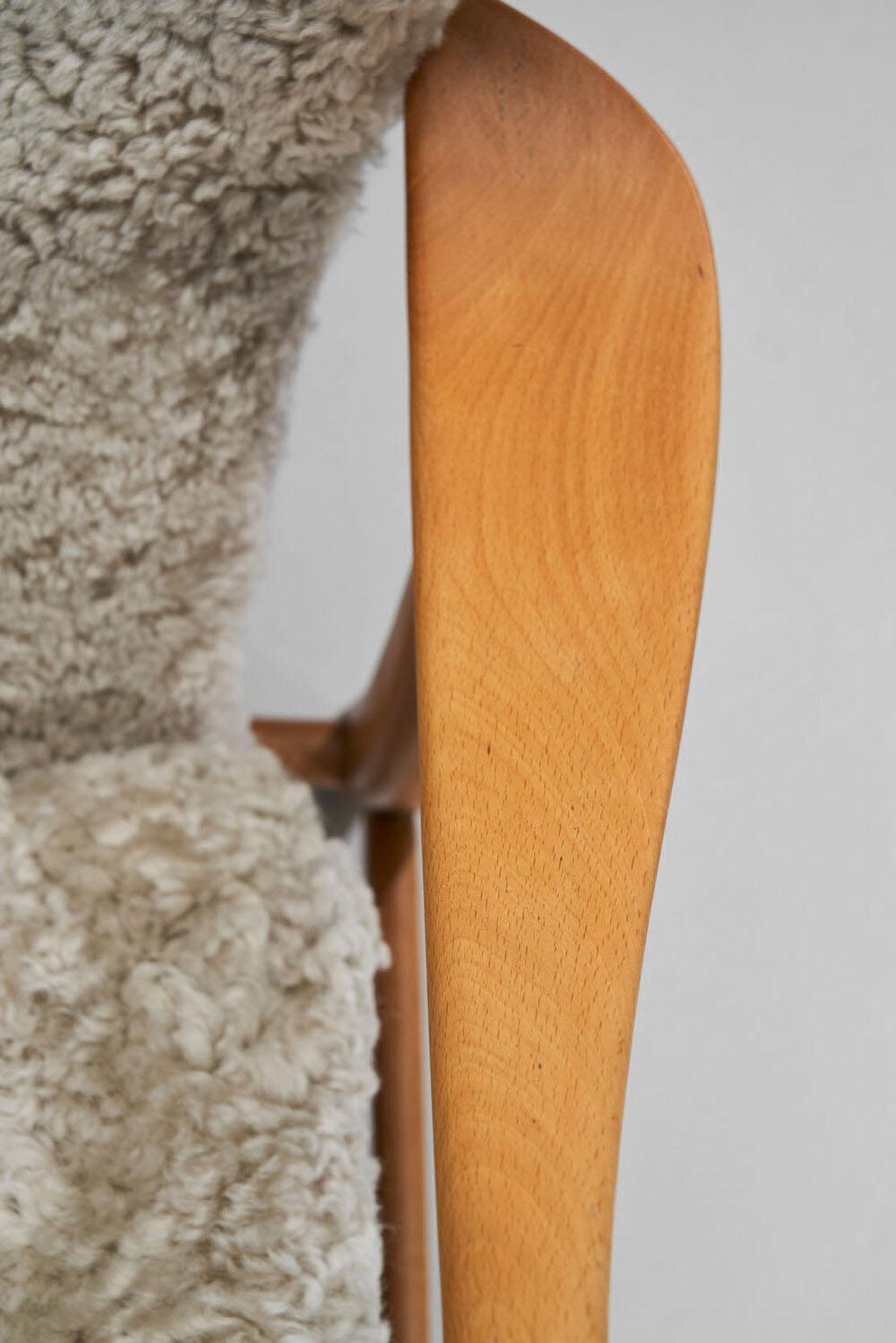 Madsen & Schubell Highback Chair in Sheepskin, Denmark 1950s For Sale 5