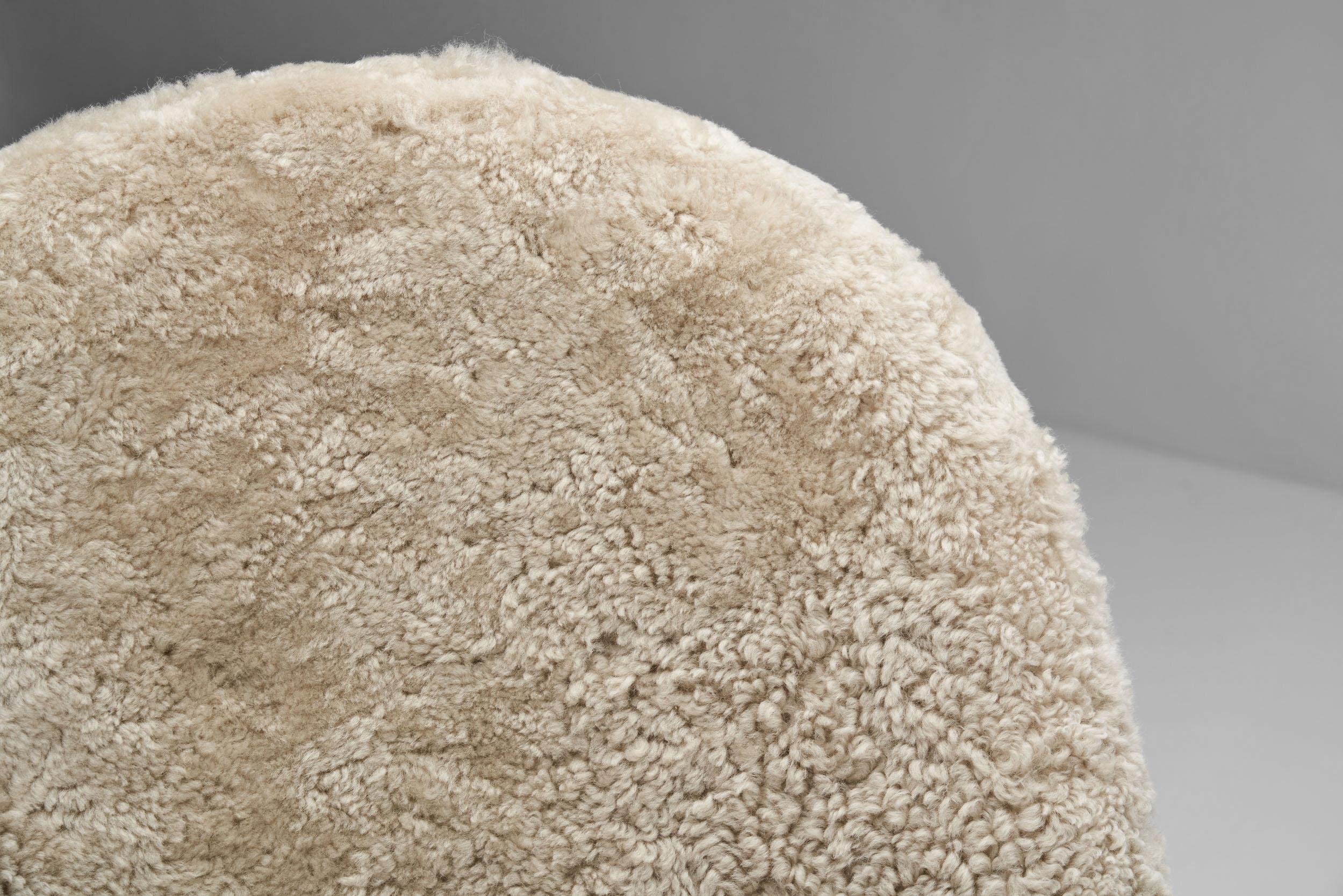 Madsen & Schubell Highback Chair in Sheepskin, Denmark 1950s For Sale 3