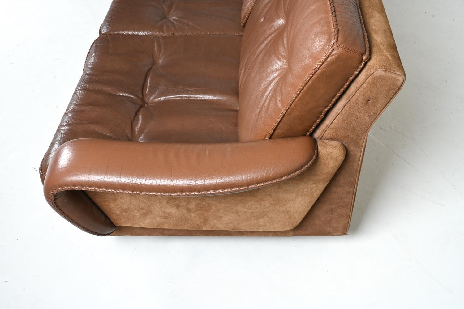 Mid-Century Modern Madsen & Schubell Leather Modular Corner Sofa, C. 1960s For Sale