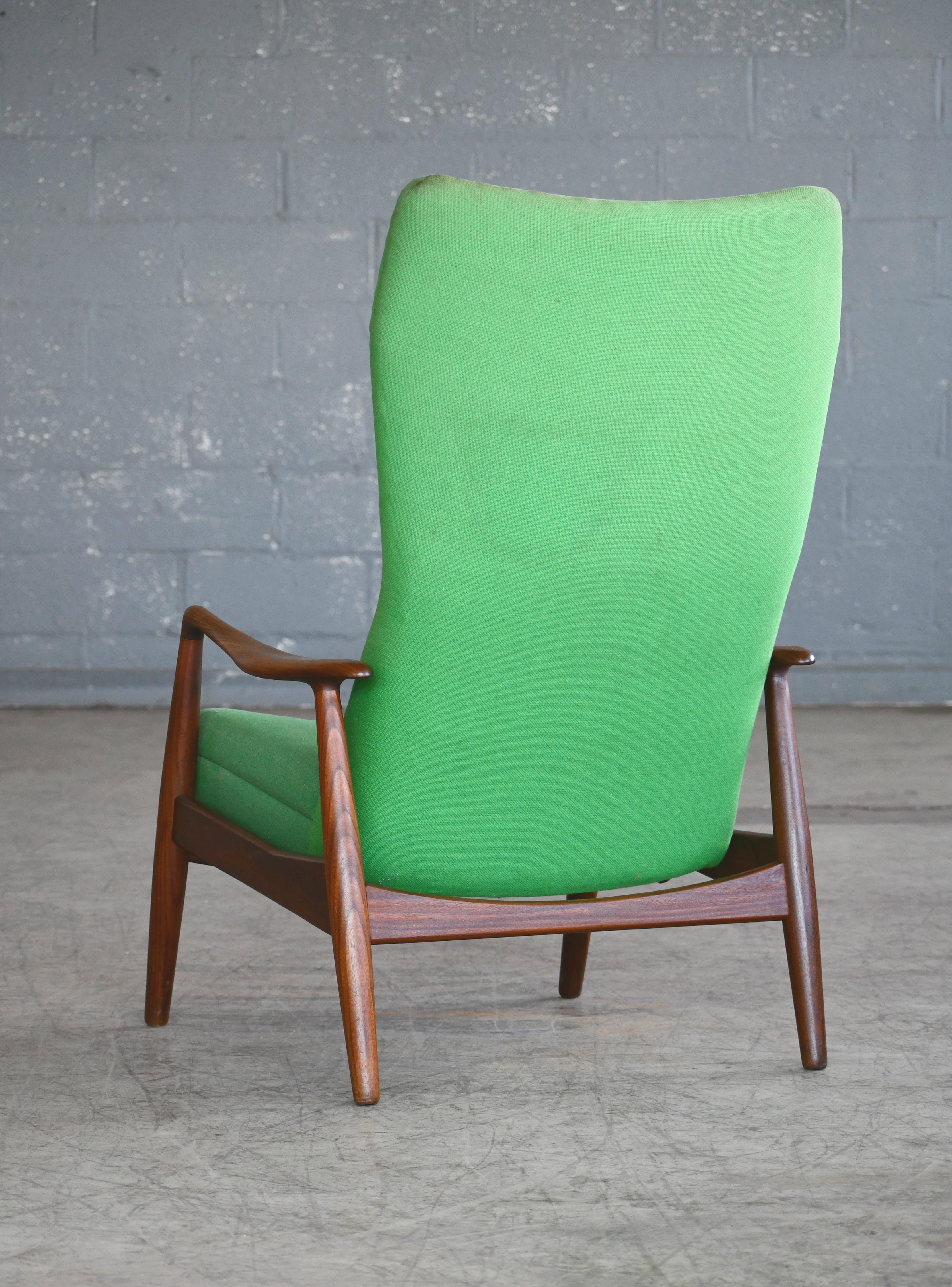 Madsen & Schubell Reclining Teak Lounge Chair with Ottoman, Denmark, circa 1960 3