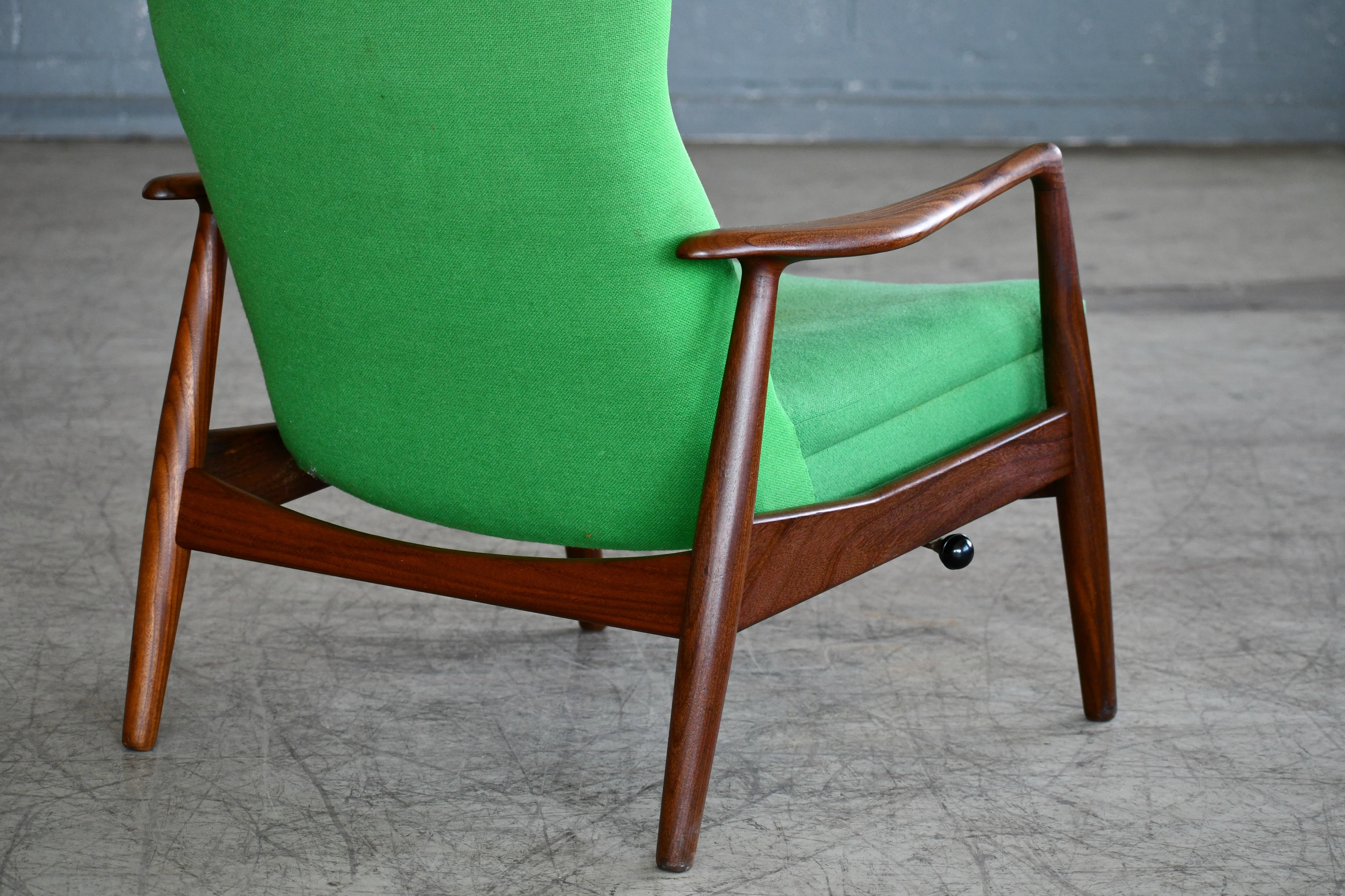 Madsen & Schubell Reclining Teak Lounge Chair with Ottoman, Denmark, circa 1960 2