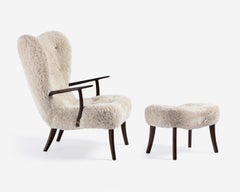 Madsen & Schubell Sheepskin Pragh Chair & Stool c1950s