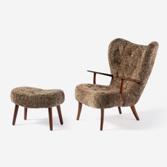 Madsen & Schubell Sheepskin Pragh Chair & Stool c1950s