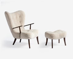 Madsen & Schubell Sheepskin Pragh Chair & Stool c1950s
