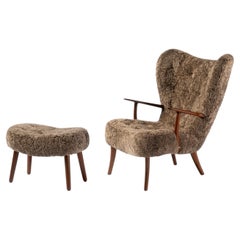 Madsen & Schubell Sheepskin Pragh Chair & Stool c1950s