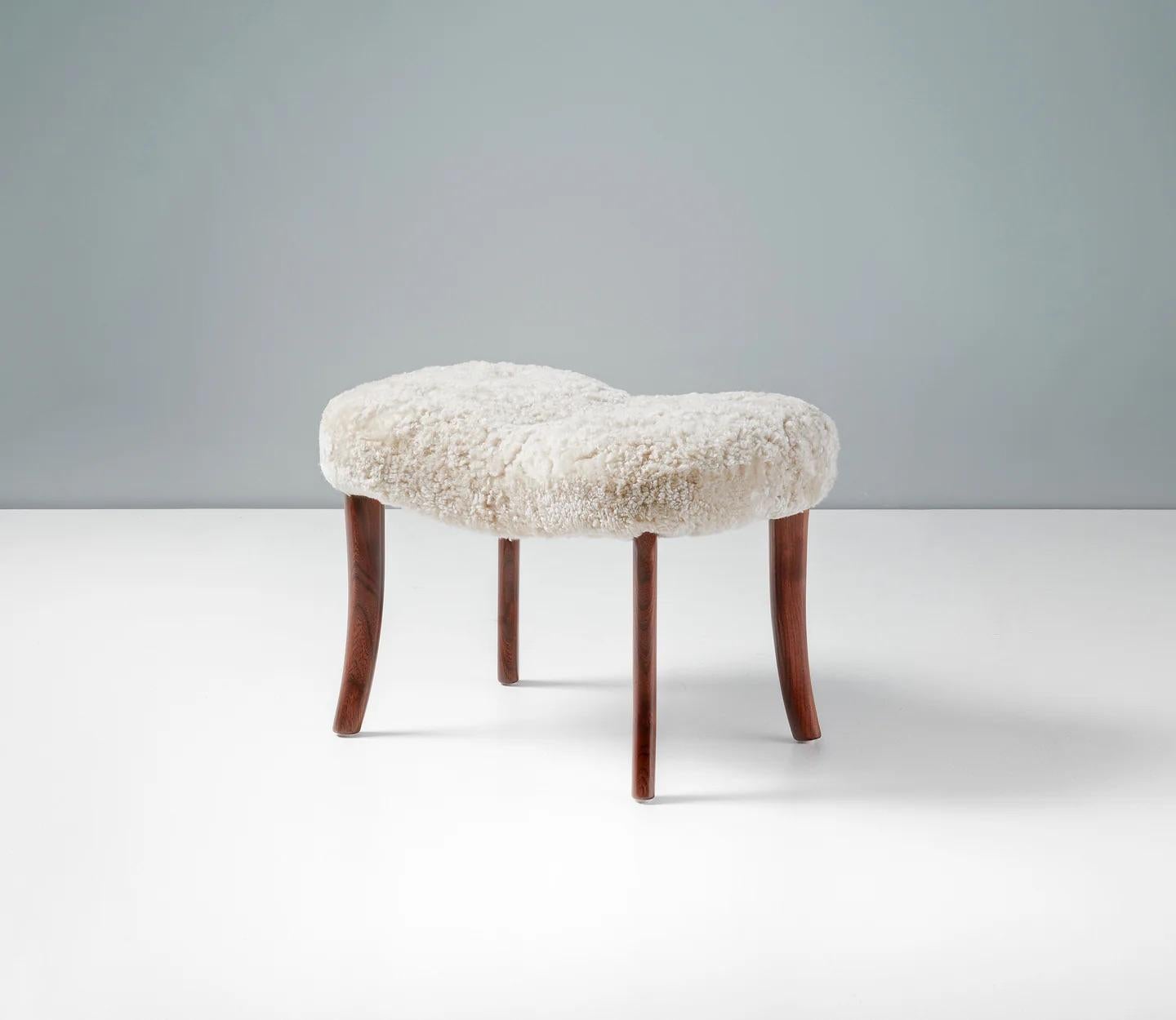 Madsen & Schubell Sheepskin Pragh Foot Stool In Good Condition For Sale In London, GB