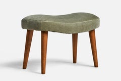 Madsen & Schubell, Stool, Teak, Mohair, Denmark, 1950s