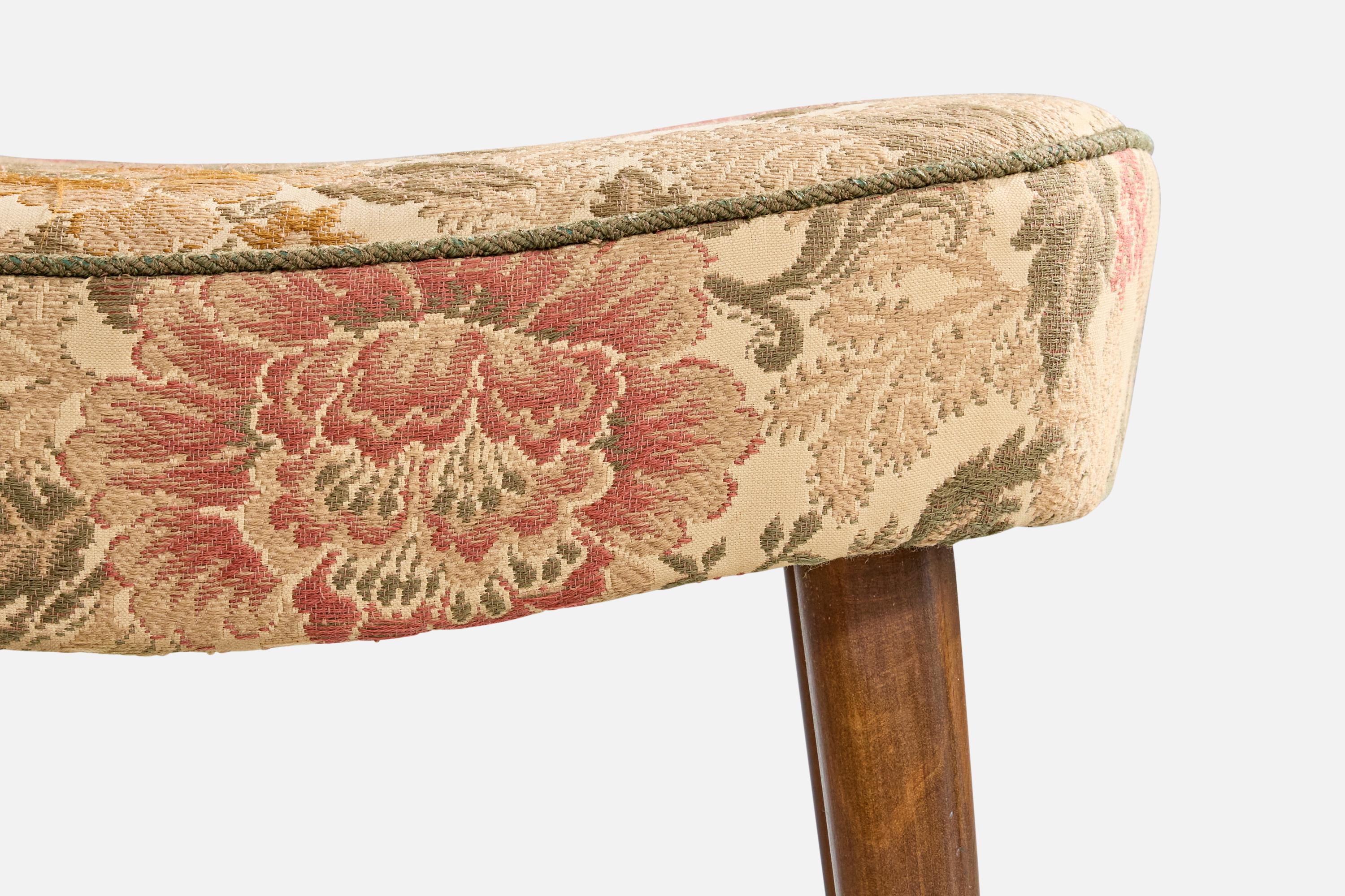 Mid-20th Century Madsen & Schubell, Stool, Wood, Fabric, Denmark, 1950s For Sale